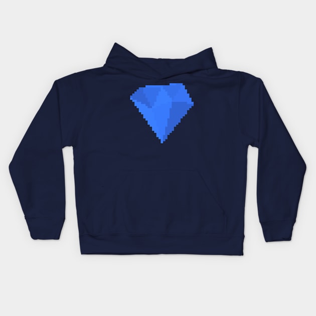 Sapphire Gem Pixel Art Kids Hoodie by christinegames